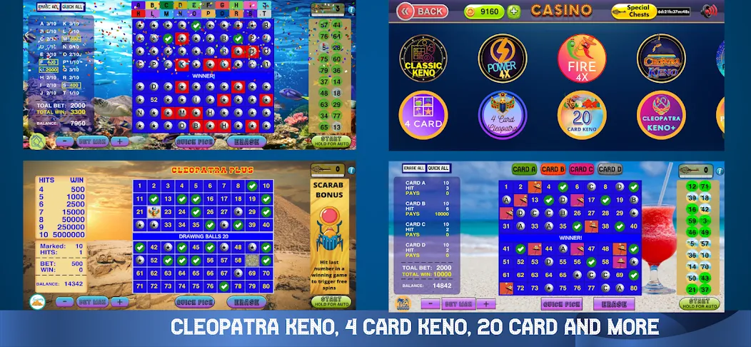 Взломанная Cleopatra Keno - Keno Games [MOD: безлимитные монеты и бонусы] на Андроид — скриншот 3