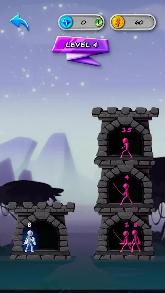 Stickman Tower Defense [MOD: безлимитные деньги и усиленная защита] на Андроид — скриншот 3