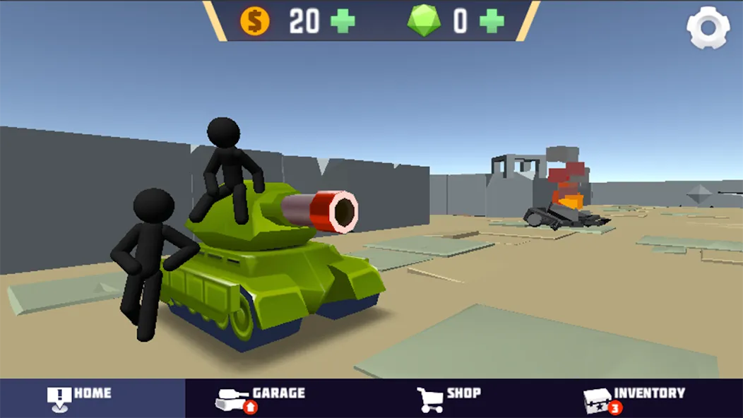 Взломанная Stickman Tank Battle [MOD: безлимитные деньги и мощные танки] на Андроид — скриншот 1