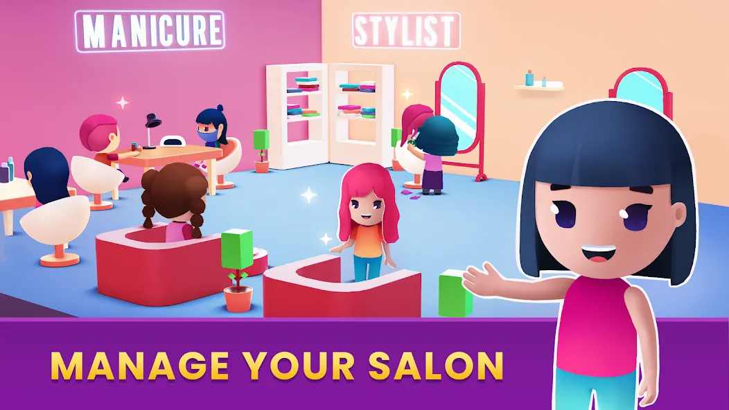 Скачать Idle Beauty Salon Tycoon [MOD: безлимитные деньги и алмазы] — скриншот 1