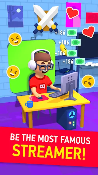 Idle Streamer - Tuber game [MOD: безлимитные деньги и бонусы] — Скачать бесплатно (APK) — скриншот 1