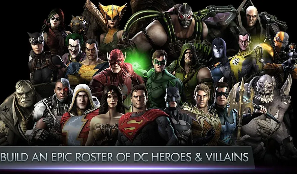 Взломанная Injustice: Gods Among Us [MOD: безлимитная энергия и все герои открыты] на Андроид — скриншот 1