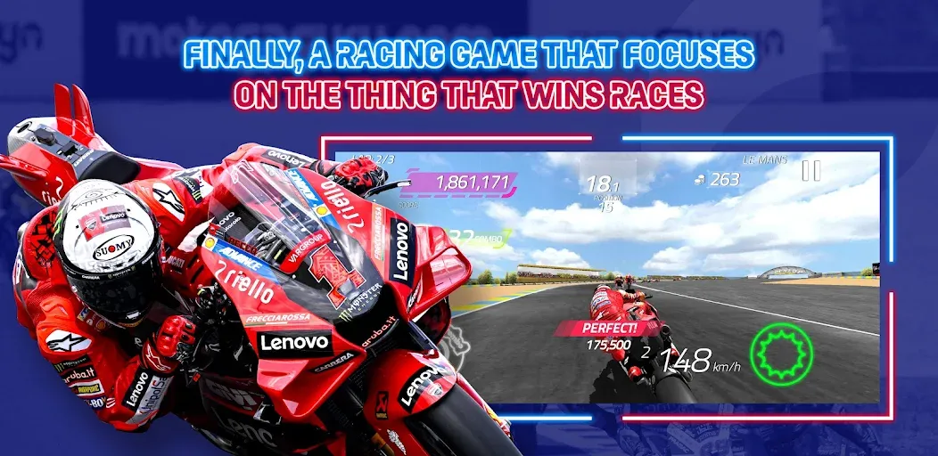 MotoGP Racing '23 [MOD: безлимитные деньги и все мотоциклы] — Скачать бесплатно (APK) — скриншот 1
