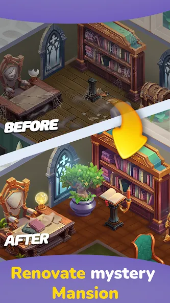 Скачать взлом Weekday Merge: Mansion Mystery [MOD: безлимитные монеты и открыты уровни] — скриншот 3