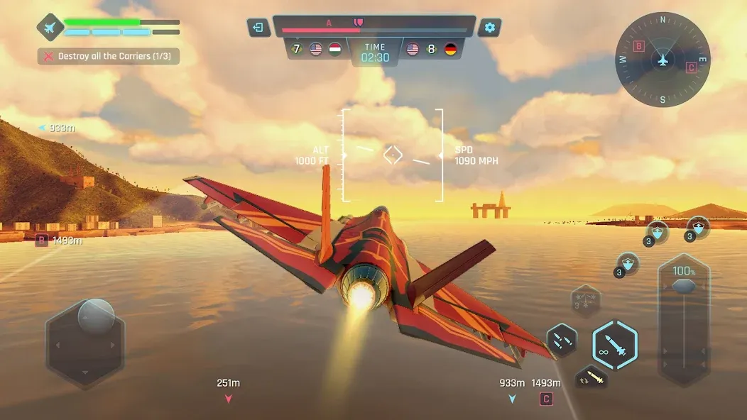 Скачать Sky Warriors: Airplane Games [MOD: безлимитные деньги и улучшенное оружие] на телефон — скриншот 2