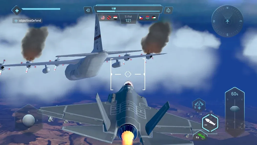 Скачать Sky Warriors: Airplane Games [MOD: безлимитные деньги и улучшенное оружие] на телефон — скриншот 4