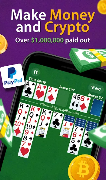 Скачать Solitaire - Make Money [MOD: безлимитные деньги и бонусы] на телефон — скриншот 1