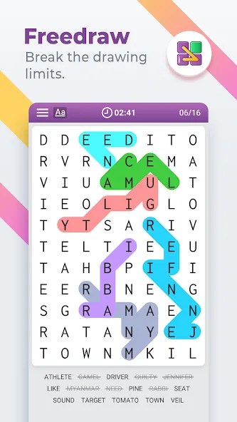 Скачать Word Search Colorful [MOD: подсказки доступны без ограничений] на телефон — скриншот 5