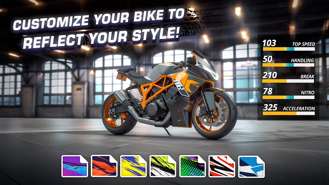 Скачать Motor Bike: Xtreme Races [MOD: безлимитные деньги и топливо] на телефон — скриншот 4