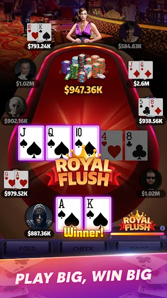 Скачать взлом Mega Hit Poker: Texas Holdem [MOD: безлимитные фишки и все функции открыты] — скриншот 2