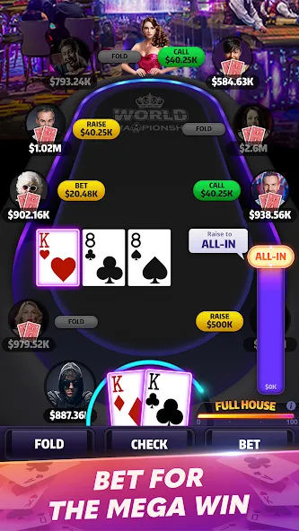 Скачать взлом Mega Hit Poker: Texas Holdem [MOD: безлимитные фишки и все функции открыты] — скриншот 3