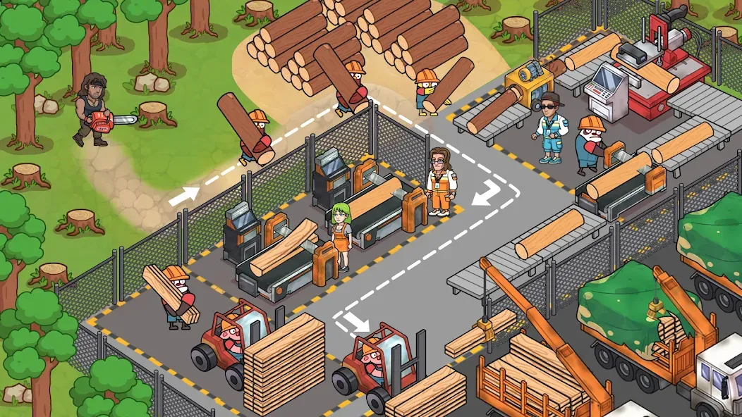 Скачать взлом Lumber Out [MOD: безлимитные ресурсы и ускоренная рубка] — скриншот 1