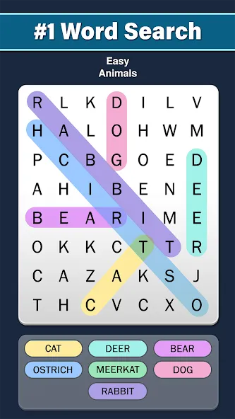 Word Search: Word Find [MOD: безлимитные подсказки и монеты] — Скачать бесплатно (APK) — скриншот 1