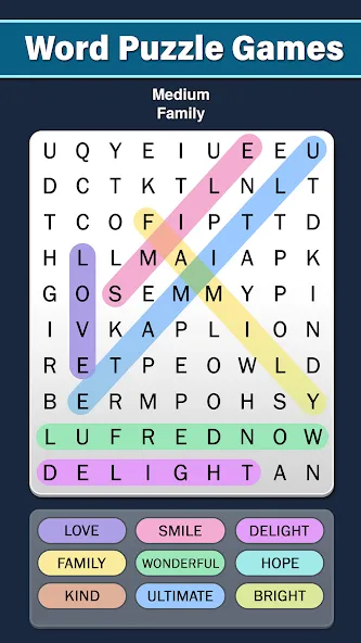 Word Search: Word Find [MOD: безлимитные подсказки и монеты] — Скачать бесплатно (APK) — скриншот 2
