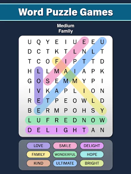 Word Search: Word Find [MOD: безлимитные подсказки и монеты] — Скачать бесплатно (APK) — скриншот 5