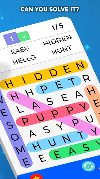 Скачать Word Search [MOD: безлимитные подсказки и открыты все уровни] — скриншот 3