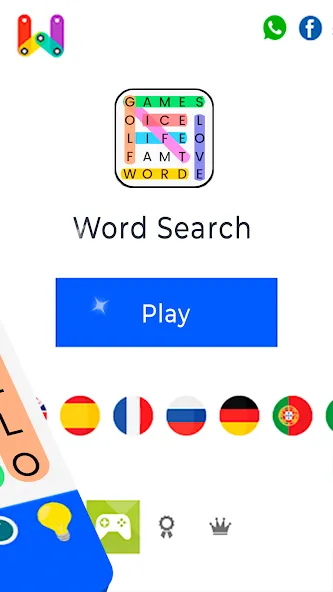 Скачать Word Search [MOD: безлимитные подсказки и открыты все уровни] — скриншот 4
