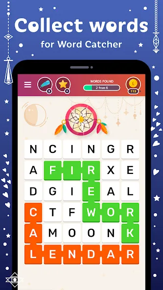 Скачать Word Catcher: Word Search [MOD: безлимитные подсказки и открыты уровни] — скриншот 4