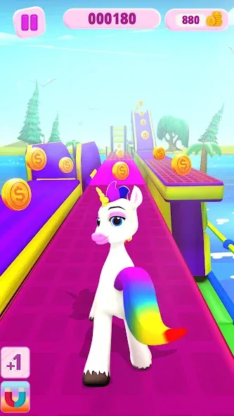 Взломанная Unicorn Kingdom: Running Games [MOD: много монет и все уровни открыты] на Андроид — скриншот 3