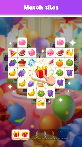 Взломанная Tile Match Puzzle: Triple Game [MOD: безлимитные подсказки и жизни] на Андроид — скриншот 1