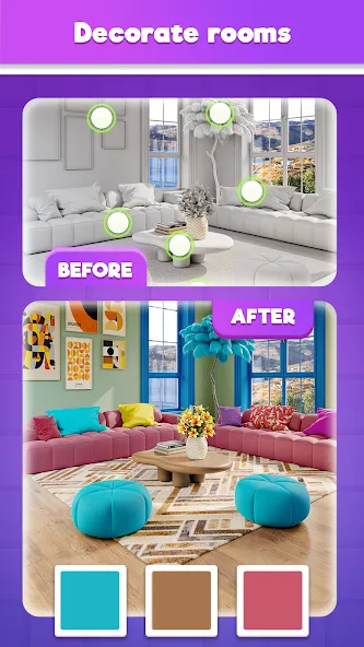 Взломанная Tile Match Puzzle: Triple Game [MOD: безлимитные подсказки и жизни] на Андроид — скриншот 3