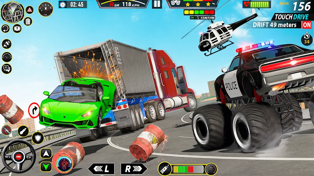 Police Monster Truck Car Games [MOD: безлимитные деньги и топливо] на Андроид — скриншот 2