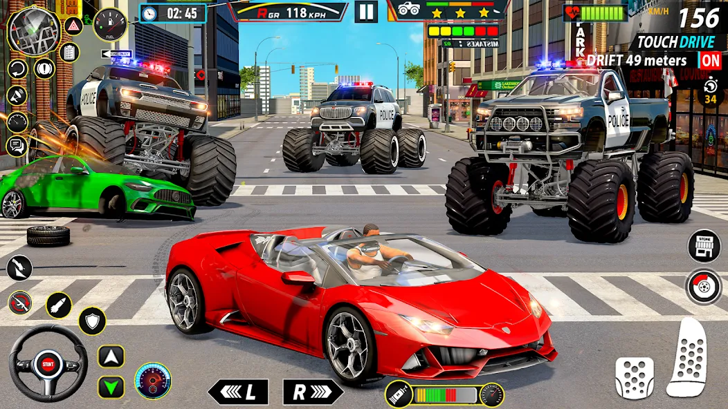 Police Monster Truck Car Games [MOD: безлимитные деньги и топливо] на Андроид — скриншот 3