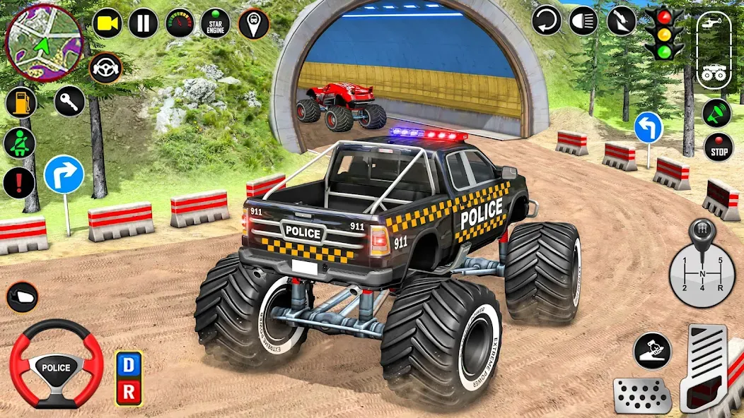 Police Monster Truck Car Games [MOD: безлимитные деньги и топливо] на Андроид — скриншот 4
