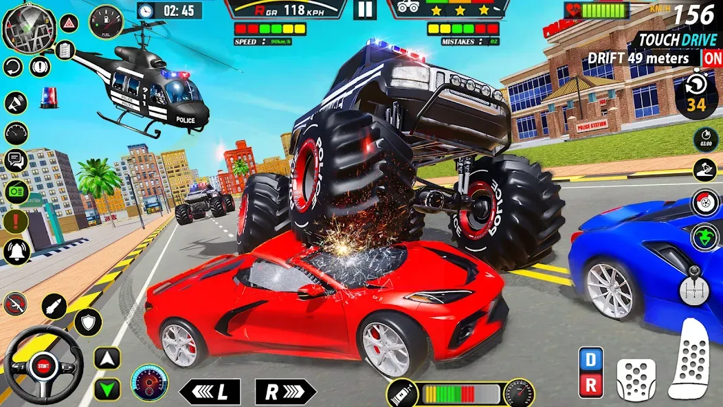 Police Monster Truck Car Games [MOD: безлимитные деньги и топливо] на Андроид — скриншот 5