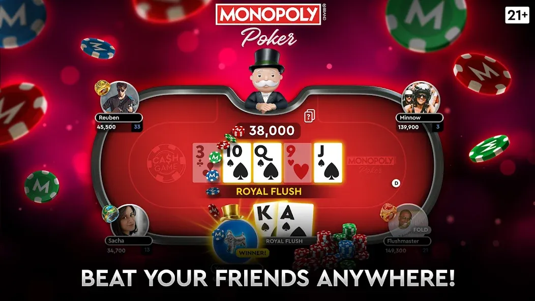 MONOPOLY Poker - Texas Holdem [MOD: безлимитные фишки и открытые столы] на Андроид — скриншот 3