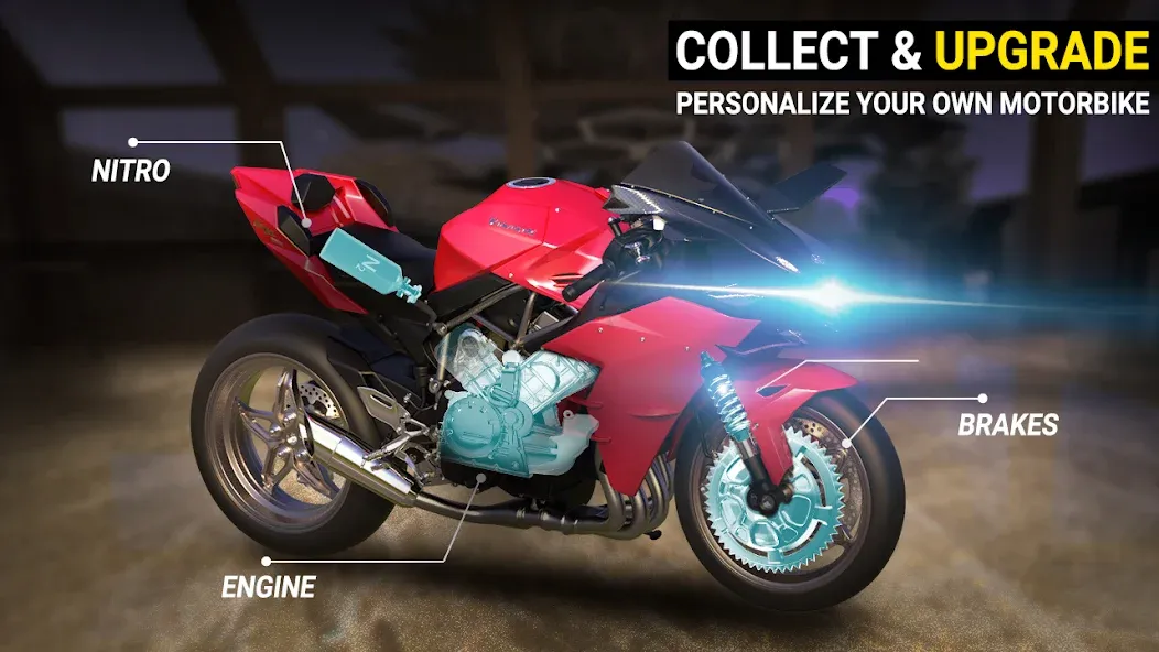 Скачать Speed Moto Dash:Real Simulator [MOD: безлимитные деньги и все мотоциклы открыты] — скриншот 2