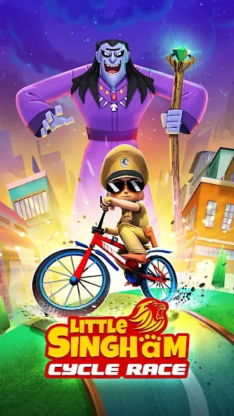 Скачать Little Singham Cycle Race [MOD: безлимитные монеты и все велосипеды] — скриншот 1