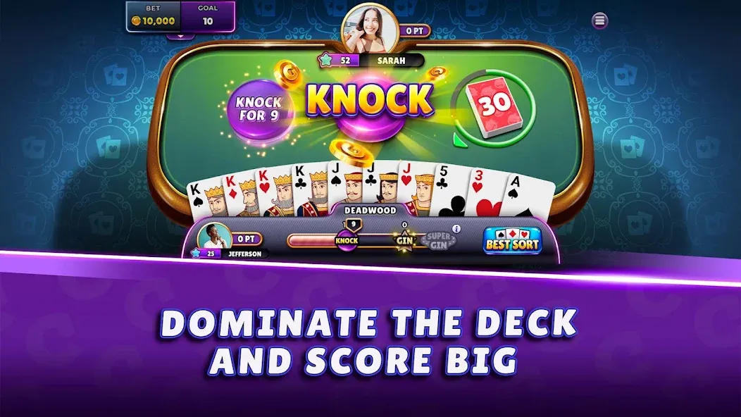 Скачать взлом Gin Rummy Super - Card Game [MOD: безлимитные монеты и открытые функции] — скриншот 2