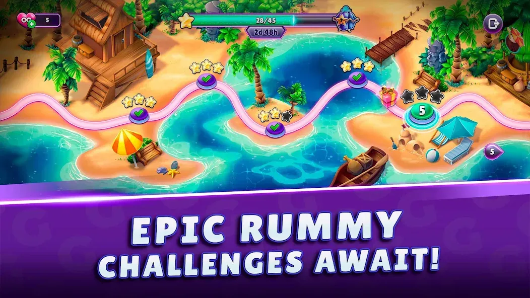 Скачать взлом Gin Rummy Super - Card Game [MOD: безлимитные монеты и открытые функции] — скриншот 3