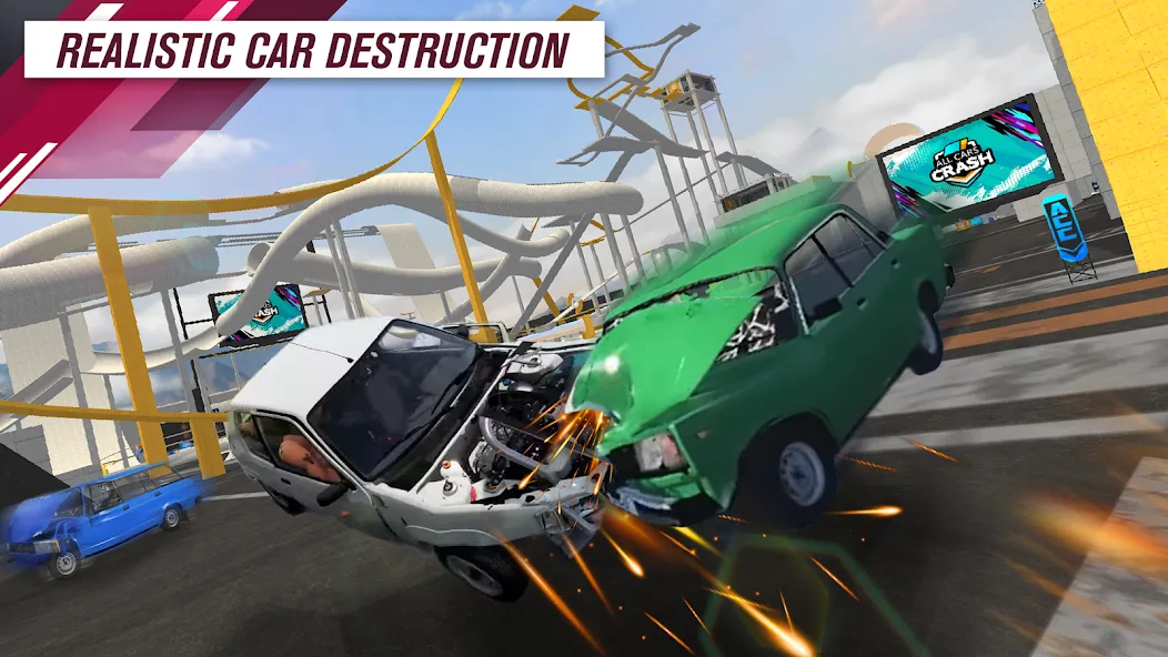 Взломанная All Cars Crash [MOD: безлимитные деньги и открыты все машины] на Андроид — скриншот 2