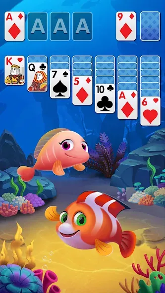 Solitaire Fish Klondike Card [MOD: без рекламы и много монет] на Андроид — скриншот 1