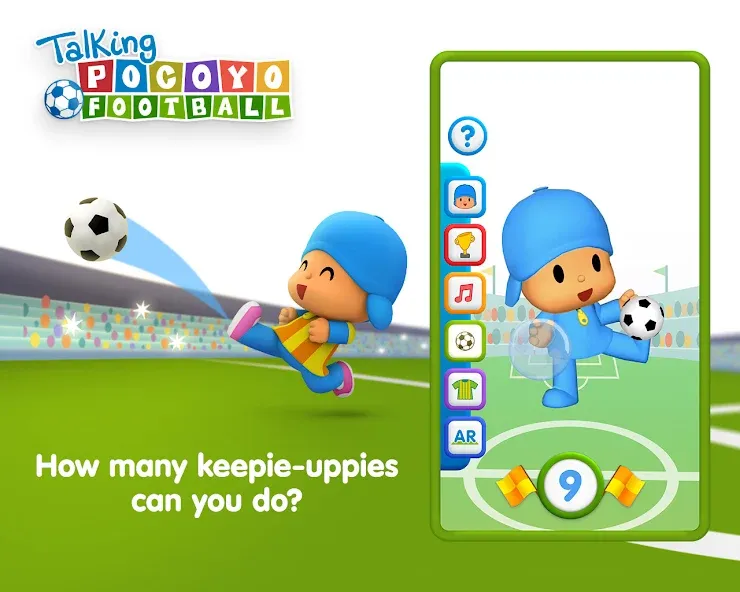 Talking Pocoyo Football [MOD: безлимитные монеты и открытые мячи] (Бесплатно / APK) — скриншот 1