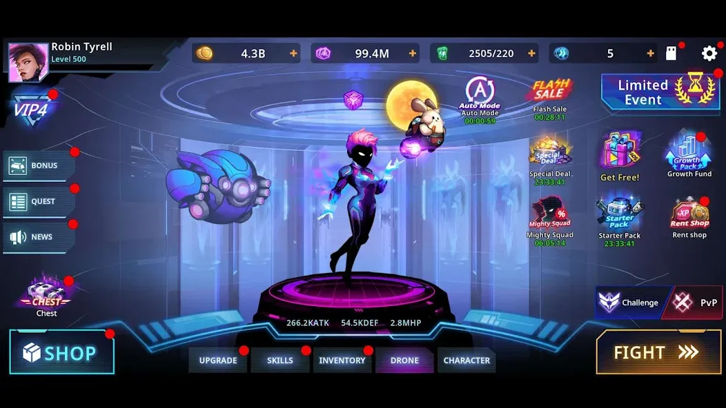 Cyber Fighters: Offline Game [MOD: безлимитные деньги и оружие] на Андроид — скриншот 1
