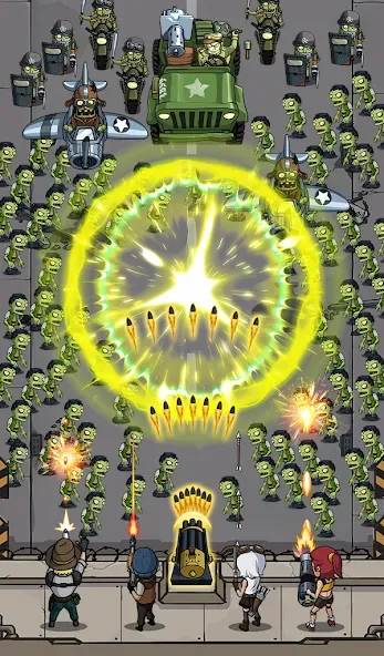 Скачать Zombie War Idle Defense Game [MOD: безлимитные деньги и алмазы] на телефон — скриншот 3