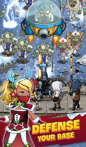 Скачать Zombie War Idle Defense Game [MOD: безлимитные деньги и алмазы] на телефон — скриншот 5