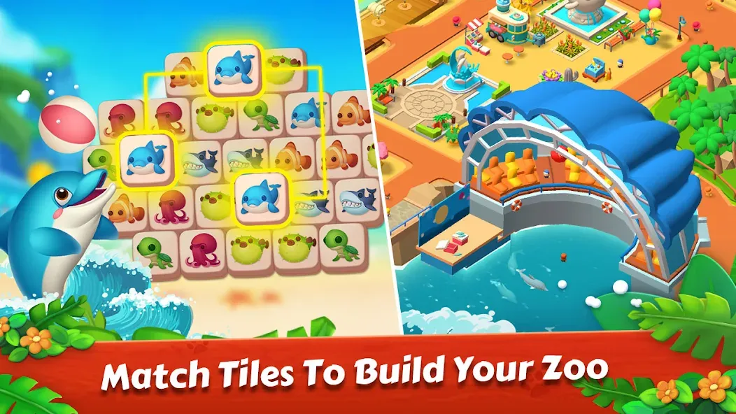 Скачать Zoo Tile - Match Puzzle Game [MOD: без рекламы и бесконечные подсказки] на телефон — скриншот 2