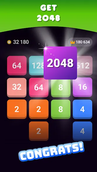 2048: Puzzle Game! Merge Block [MOD: без рекламы и подсказки доступны] последняя версия — скриншот 2