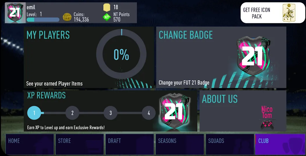 NT 21 Draft + Pack Opener [MOD: безлимитные деньги и паки открыты] на Андроид — скриншот 3