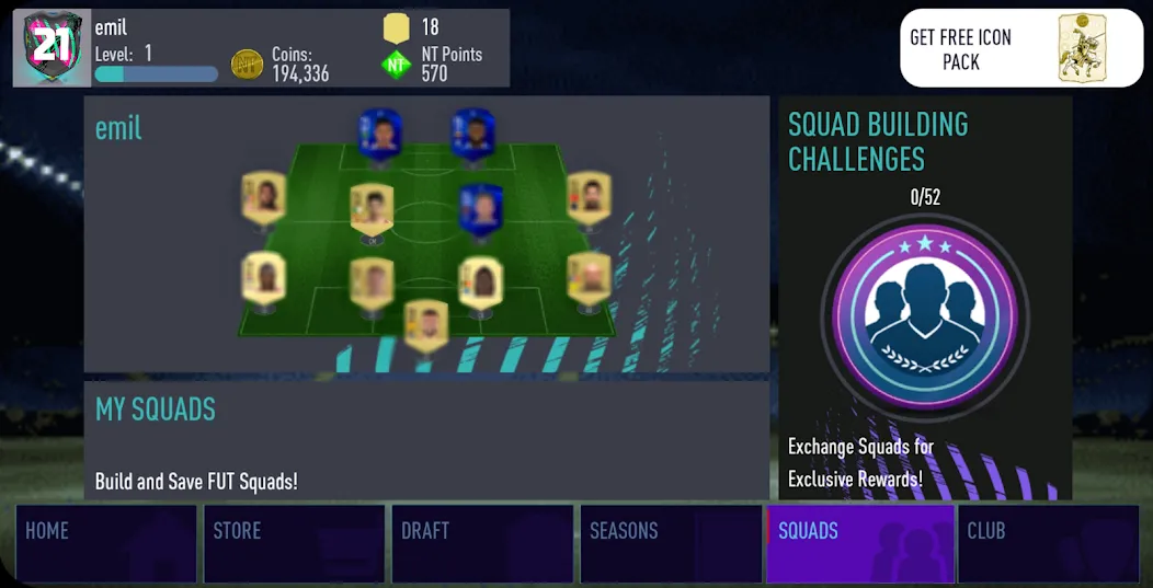 NT 21 Draft + Pack Opener [MOD: безлимитные деньги и паки открыты] на Андроид — скриншот 5