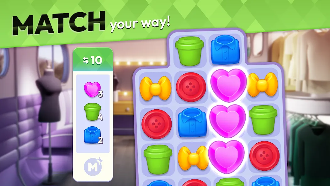 Скачать Makeover Match - Fashion Game [MOD: безлимитные монеты и энергия] на телефон — скриншот 5