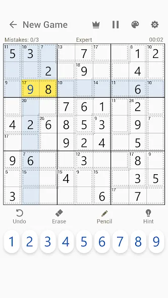 Взломанная Killer Sudoku - Sudoku Puzzles [MOD: подсказки и все уровни открыты] на Андроид — скриншот 1