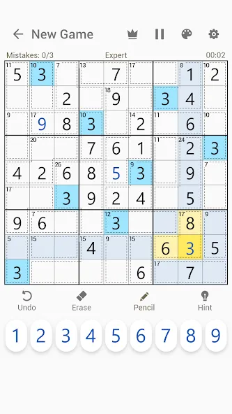 Взломанная Killer Sudoku - Sudoku Puzzles [MOD: подсказки и все уровни открыты] на Андроид — скриншот 3