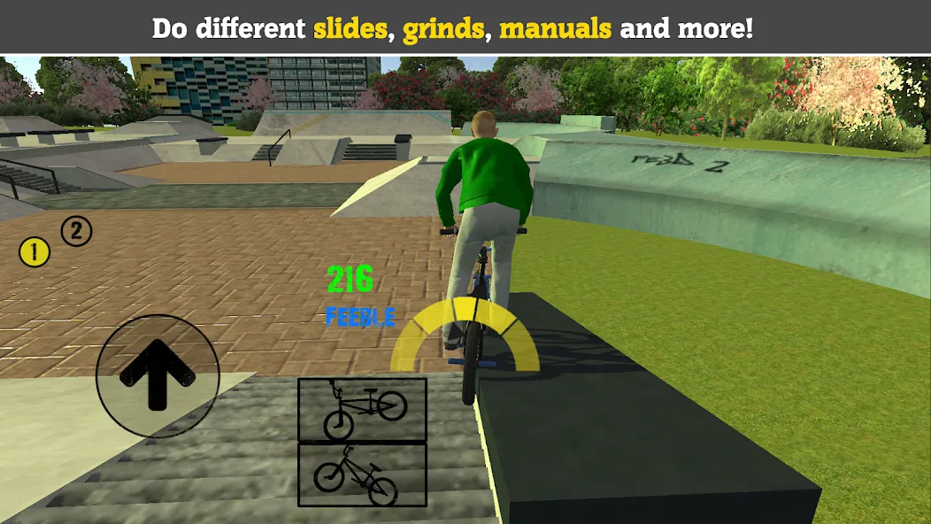 BMX FE3D 2 [MOD: безлимитные деньги и все трюки открыты] на Андроид — скриншот 1
