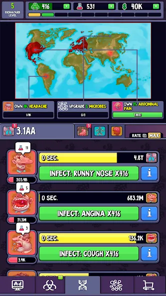 Скачать взлом Idle Infection [MOD: много денег и ресурсов] — скриншот 5