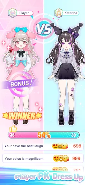 Взломанная Dress Up! Shining Anime Star [MOD: безлимитные деньги и все наряды] на Андроид — скриншот 1